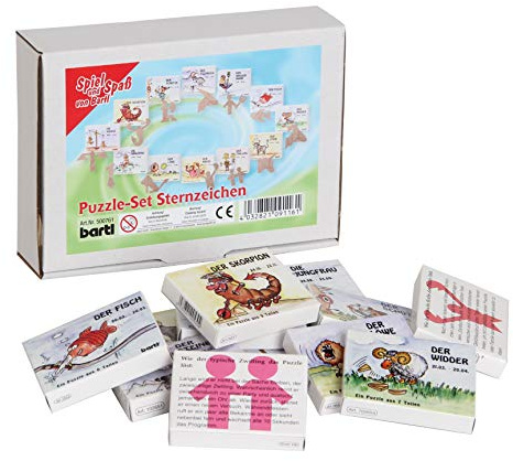 Bartl 500761 Knobelspiele aus Holz Puzzle-Set Sternzeichen (12 Puzzles)