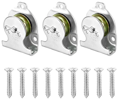 Jubaopen 3 Stück Umlenkrollen Riemenscheibe Flaschenzug Seilrolle Stahlseil Einzelsatz Flaschenzug Einzelhaken Schwenken Rolle Block Umlenkrolle für Seile Stahlseil Tragkraft 190kg