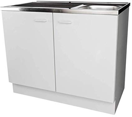 Küchenspülenschrank, Auflagespüle, 2 Türen, 850 x 1000 x 600 mm, weiß
