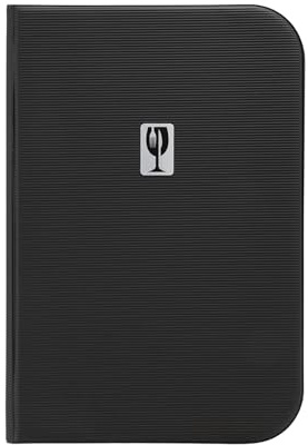 SECURIT - Essential Line Menu Holder - 6 Double-Sided Fixed Inserts = 12 A4 Pages - Rigid PVC Cover with Screen Printed Plate - for Cafe, Bar, Restaurant - Black