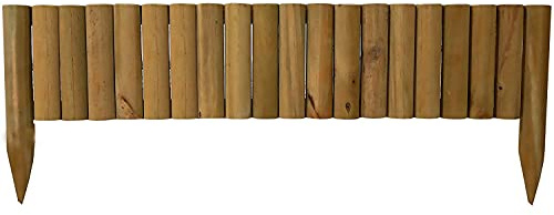 tradefirst 1M Wooden Log Roll Border Fixed Picket Fence Edge Garden Border Section Outdoor Lawn Edging (1)