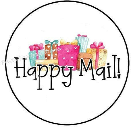 2 cm ø 32 Stück Aufkleber Sticker Briefumschlag-Siegel Post Rund Happy Mail Presents Happy Mail Presents R1324