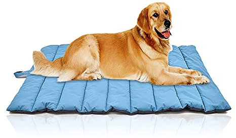Galatée Hundematte, Waschbare Und Weiche Hunde Und Katzenmatratze, Wasserdichtes Faltbares Hundebett, Reisedecke Für Haustiere, Tragbar Und Camping(Hellblau)
