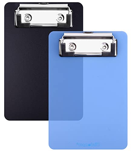 Wisdompro Klemmbrett Kein 2 Stück, Klemmbretter mit Clip 10 x 15 cm, Clipboard für Notizbuch, Quittung, Liste (Schwarz, Blau)