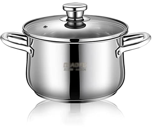 Stock Pot with Lid, Dishwasher Safe Stainless Steel Steamer Cooker Saucepan for Gas Electric Induction Grill Top Fast Heat Conduction (Color : Silver, Size : 20cm)