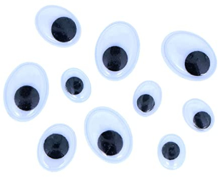 INNSPIRO Schwarze Wackelaugen, oval, sortiert, 64 Stück, ideal für Bastelarbeiten mit Kindern, Dekorationen und kreative Aktivitäten