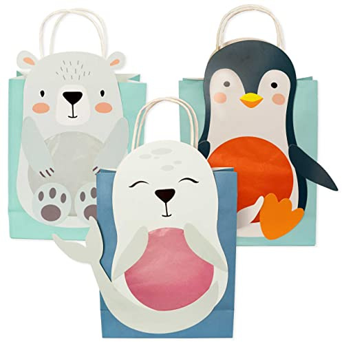 Papierdrachen 3 Laternen zum Selber Basteln - Henkeltüten mit Transparentpapier und Stanzteilen - Polartiere - für Mädchen und Jungen - Ideal für Kindergartenkinder