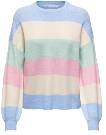 ONLY Jersey de Punto para Mujer ONLATIA, Kentucky Blue/Whitecap/Surf, M