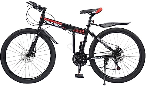 OUKANING 26 Zoll Faltbar MTB Fully Mountainbike 21 Gang Fahrrad für Jugend & Erwachsene Scheibenbremse Mountain Bike