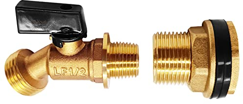 Joywayus Messing-Wasserbehälter/Regenfass Zapfhahn 1,9 cm auf 1,27 cm Außengewinde Vierteldrehung Kugelhahn & 1,27 cm Innengewinde auf 3/4 Zoll Außengewinde Schottkopfanschluss Wassertankanschluss