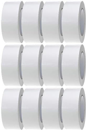 Crimson Starfish Cinta adhesiva blanca | 12 rollos de cinta adhesiva de 48 mm x 45 m | resistente al agua | multiusos para interiores y exteriores
