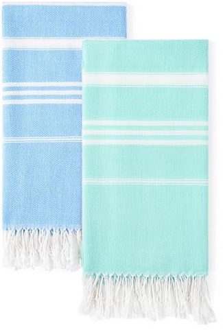2 Packs Cotton Turkish Beach Towels Quick Dry Sand Free Soft Absorbent Adult Oversized Bath Pool Swim Long Towel Lightweight Thin Sandless Fast Drying Over The Lounge Chair Towel Sand Repellent Anti