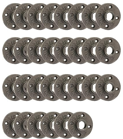 Home TZH - Flangia per pavimento da 1,27 cm, confezione da 30 flange in ferro malleabile per stile industriale vintage, flange con foro filettato, per progetti fai da te/mobili/decorazione