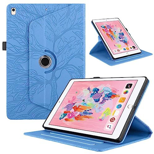 Custodia per iPad 9,7'' 2018/2017 (6a/5a Generazione) / iPad Air 2/ Air 1 / iPad Pro 9,7 Pelle PU Flip Tablet Case con Supporto Girevole di 360°Cover AntiGraffio Antiurto per iPad 9,7'', Blu