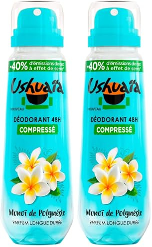 Ushuaïa Déodorant Compressé 48H Monoï de Polynésie, 100ml (Lot de 2)