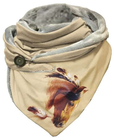 Hiseng Damen Schals Groß Dreieck Winter Dreieckstuch, Tier Drucken Warmer Winterschal Herbstschal Poncho Scarf Soft Wrap Lange Stola, mit Button