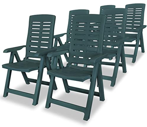DYRJDJWIDHW Sun Garden,campingstuhl hochlehner,hochlehner gartenstuhl,Garten-Liegestühle 6 STK. Kunststoff Grünauflagen, Kissen & Polster,gartenstuhl Metall,hochlehner auflagen,