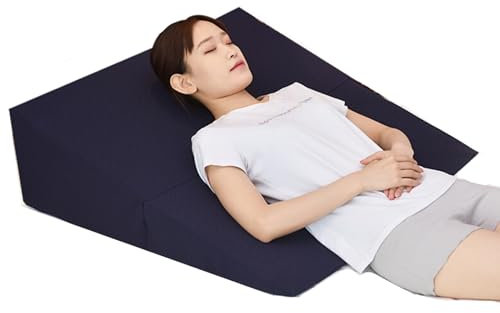 keilkissen bett keilkissen bett kopfteil 60/80 cm lange saure Refluxkissen für Schlafen, blaue große erhöhte Kissen mit Reißverschlussbezug zur Linderung von Rückenschmerzen bei älteren Menschen/Schwa