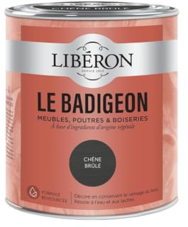 Libéron Le Badigeon meubles, poutres et boiseries, Chêne brulé 0,75L | A base d'ingrédients d'origine végétale, Décore en conservant le veinage du bois, Résist à l'eau et aux taches