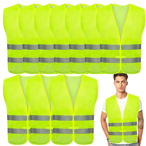 2 Pcs Amarillo Reflectante Chaleco de Seguridad, Amarillo Chaleco de Alta Visibilidad, Unisex, Motocicleta Bicicleta Correr Chaleco de Seguridad (2)