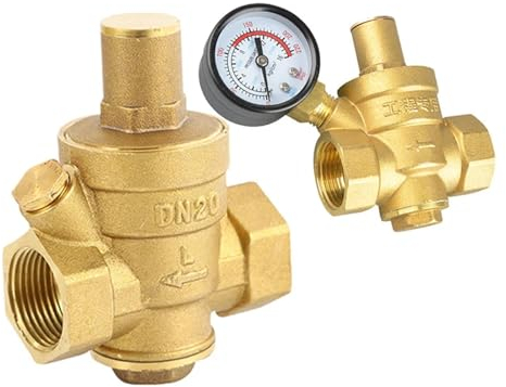 G 1/2 3/4 1 2 Messing Wasserdruckminderer-Halteventil DN20/DN25 Regler Einstellbares Überdruckventil Manometer (Color : DN25, Size : With Gauge)