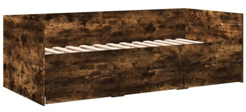 vidaXL Tagesbett, Gästebett mit 3 Schubladen mit Rollen, Schlafsofa für Schlafzimmer, Bettsofa Sofabett Daybed Bett, Räuchereiche 90x200cm Holzwerkstoff