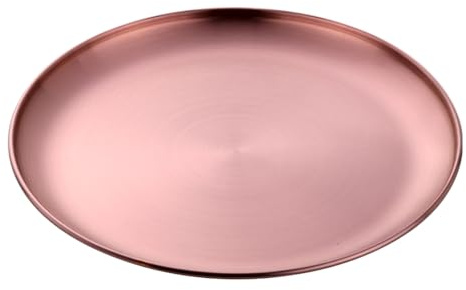 Buyer Star Stainless Steel Plate, Stainless Steel Round Dinner Plates, Metal Serving Plate, Dessert Plate, Dinner Dishes Plates Set for Camping Outdoor, Barbecue, Non-Toxin (Rosegold, 30cm)