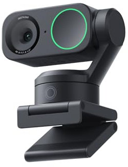 Insta360 Link 2 PTZ Dual Axis Gimbal AI-Powered 4K Webcam mit 1/2 Zoll Sensor für erhöhte Details, Pro Audio, Gestensteuerung, HDR, AI-Tracking, Deskview und Streamer-Modus - Integrierter Datenschutz