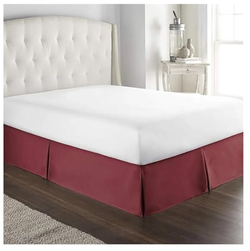 WJIAYAO Cache Sommiers Jupe de lit plissée Douce et Confortable avec Tissu Infroissable de 15 Pouces de Hauteur(Dark Red,140x 190 x 35 cm)