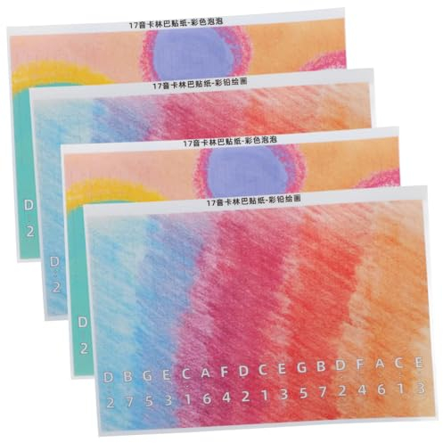 ibasenice 4stücke Teiliges Kalimba Notenaufkleber Abnehmbare Daumenklavier Sticker Farbige Musikalische Notenaufkleber Für Anfänger Praktische Kalimba Tastaturhilfe