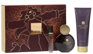 Avon Far Away Glamour for Her Three Piece Gift Set with Eau de Parfum 50ml, Body Lotion 125ml and Purse Spray 10ml in a Gift Box, Oriental and Woody Scent Notes, Long Lasting Formula, Cruelty Free