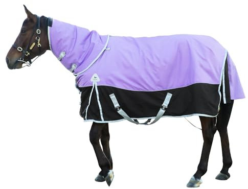 Premium 1600D wasserdichte Pferdedecke mit abnehmbarem Hals, für den Winter, mittelschwer, 400 g warme Baumwollfüllung, Premium-Pferdedecke mit abnehmbarem Halsbezug