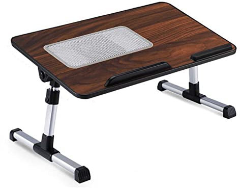 SQMGFA Verstellbarer Schoßschreibtisch zum Arbeiten – Laptop-Tischständer mit Handballenauflage, Faltbarer Tablett-Buchhalter für Bett, Couch, Sofa, Boden – idealer Schoßschreibtisch (Mahagoni)