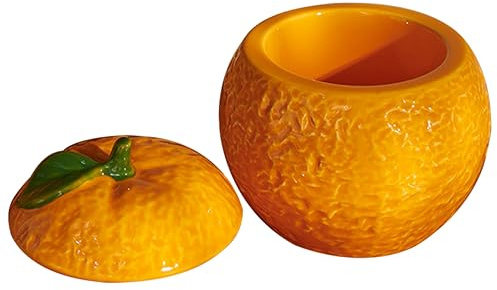 LALADEFIEE Barattolo in Ceramica Arancione per Caramelle Coperchio, Contenitore Ermetico per Alimenti che Mantiene Freschi e Asciutti Snack e Dolci per Feste Quotidiane