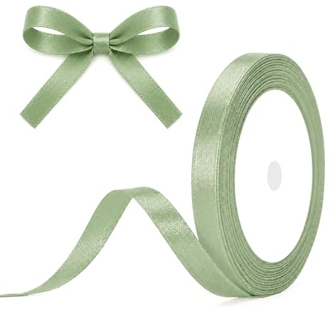 G2PLUS Salbei Grün Satinband 10mm, Dekoration Geschenkband, 22m Schleifenband zum Bastel, Salbei Grün Satin Dekoband für Geschenkverpackung, Dekoration