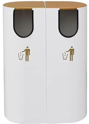 NZPOST Contenedor de Basura Grande para Exteriores con Tapa Dorada, Ideal para Uso Comercial e Interior.
