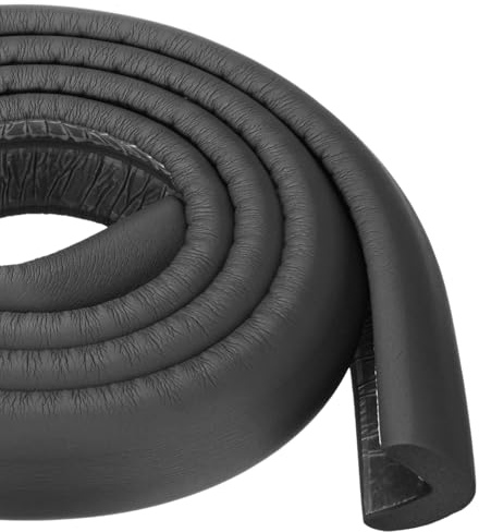 M METERXITY 1-Pack Corner Guards Edge Protectors, 6.5 Ft/2m Soft NBR Rubber Foam Bumper Guard L-Shape for Furniture Corner/Fireplace/Table Edge [Black]