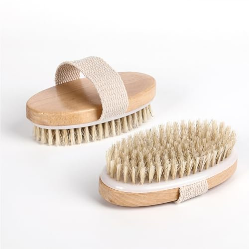 yolzhxe 2 Pièces Brosse pour le Corps, Dry Brushing Body Brush, Brosse pour le Corps en Poils Naturels Exfoliants de Massage Corporelle Douce et Confortable, peut Nettoyer Dos dans