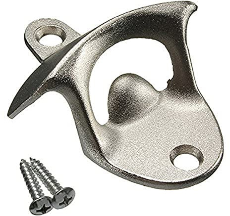VAYEODEYU Sacacorchos， Abridor de botellas de cerveza de acero inoxidable for montaje en pared con 2 tornillos plateados