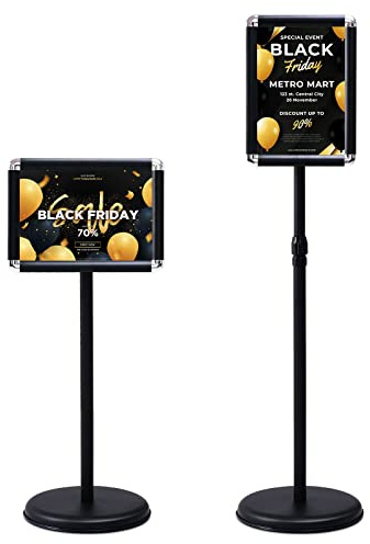 COSTWAY Infoständer A4 höhenverstellbar, Informationsständer, Plakatständer drehbar und schwenkbar, Kundenstopper Präsentationsständer Werbeständer (Schwarz)