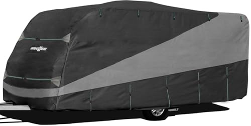 BRUNNER Wohnwagen-Abdeckplane Caravan Cover Design 12M 5m-5,5m x2,5m x2,2m | Schutzhülle 4-lagiges hochwertiges TNT-Gewebe, Atmungsaktive Abdeckung, UV-Beständig für Winter UND Sommer, Wasserabweisend