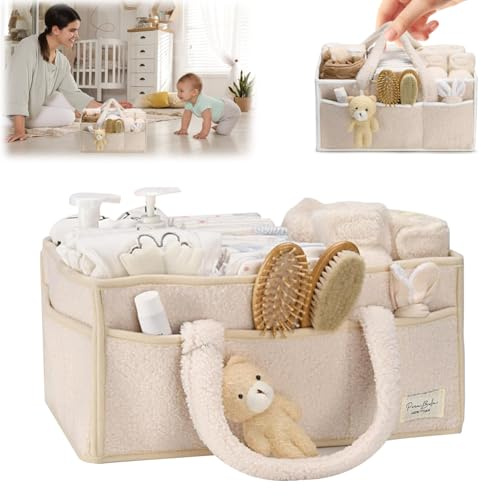 Wickeltasche Organizer, Wickeltisch Organize-r, Wickelkorb, Windel-Organizer für Wickelunterlage, Wickelorganizer, Geschenk für Babyparty, Baby Aufbewahrungskorb für Wickel und Babysachen, Tragbare