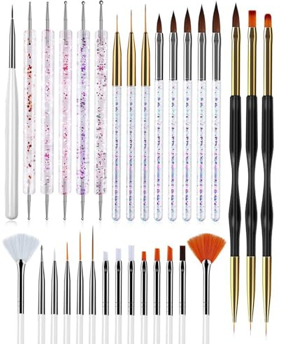 ZJchao Set de Lápiz de Pincel de Uñas de 31 Piezas, Herramienta de Uñas Acrílicas de Pintura de Gel de Gel de Revestimiento de Arte de Uñas, Conjunto Integral para Bricolaje y Arte de (WHITE)