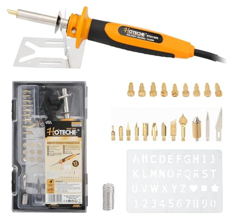Hoteche Brandmalerei - Lötkolben Set | 15/30W Zwei - stufig, 21PCS Gravurköpfe & Metall - Zubehör, PC+TPE Griff