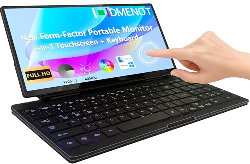 odmenot 12.8 Portable Touch Screen Keyboard Monitor Screen Extender with Silent Gaming Keyboard Foldable Display Type-C USB-A Monitor for Desktop Mini PC Laptop MacBook Phones Tablet (KM128T)