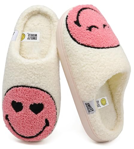Dam herr leende ansiktstofflor mjuka plysch hus tofflor retro glad slip-on tofflor vinter varm bekväm minnesskum fluffiga inomhus utomhusskor