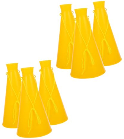 TOPBATHY 6 pièces Mégaphones de Support à Main Abs Accessoires de Fête pour Encouragement Trompettes de Bruit Portables pour Concerts Matchs de Football et Anniversaires Jaune