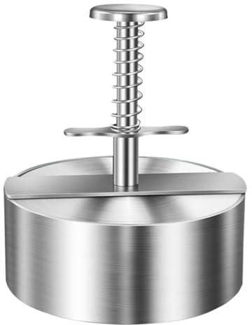 Hamburger-Pressform aus Edelstahl, antihaftbeschichtet, manuelle Fleischpasteten-Burger-Presse, Küchenzubehör (114 mm, Silber)