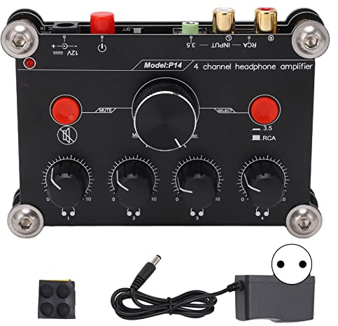 Baxnore Modulo scheda amplificatore di potenza audio amplificatore per cuffie premium a 4 canali con controllo del volume principale per registrazione in studio e performance dal vivo