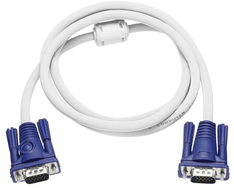 sourcing map Câble VGA (1,5 m 7 broches) – Mâle vers Mâle Câble Vidéo Adaptateur Cordon pour TV PC Ordinateur Portable Moniteur Projecteur Blanc